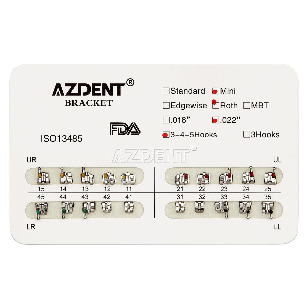 1 Pack AZDENT Dental Orthodontic Brackets Metal Braces Mini Roth.022 Hooks 3 4 5