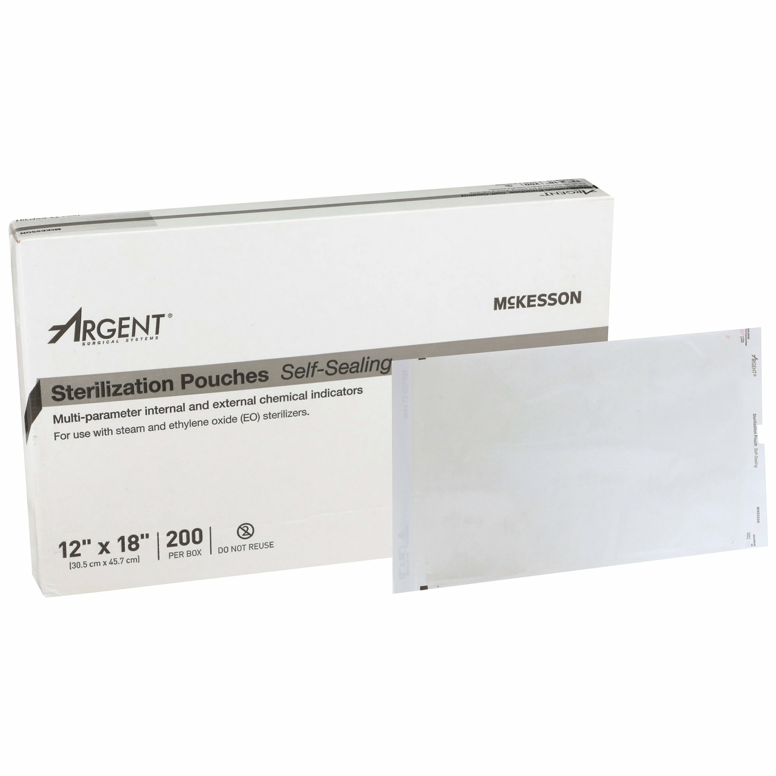 McKesson Argent Sure-Check Sterilization Pouch Transparent Blue 12 x 18″ Self