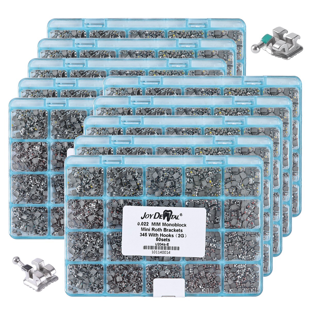 AZDENT Dental Orthodontic Brackets Braces Metal Mini Roth/MBT .022 Hooks 345 FDA