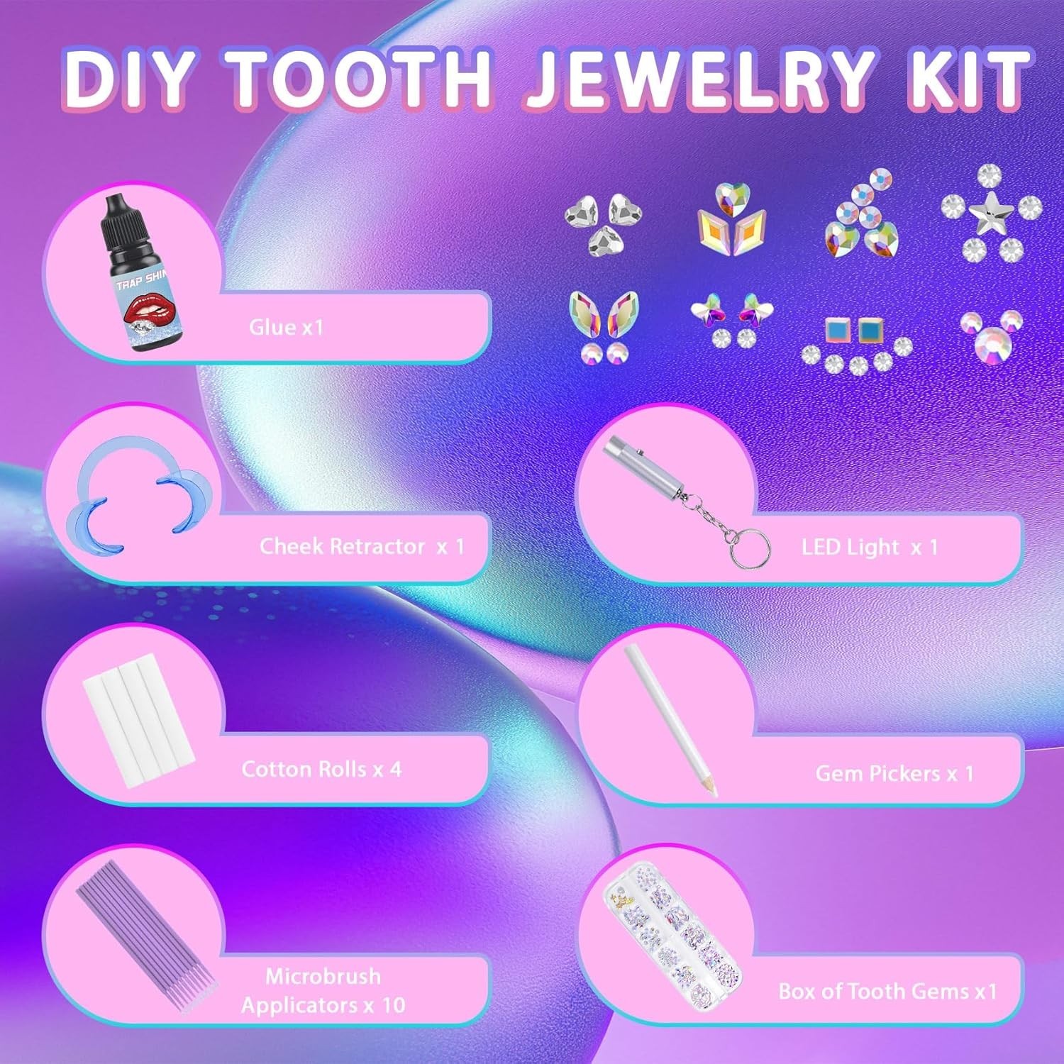 Fashionable Tooth Gem Kit – Versatile DIY Crystal Jewels for Stunning Results