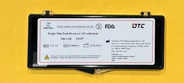 Bright Series Mini Roth brackets, 345 with hooks. 20/SET