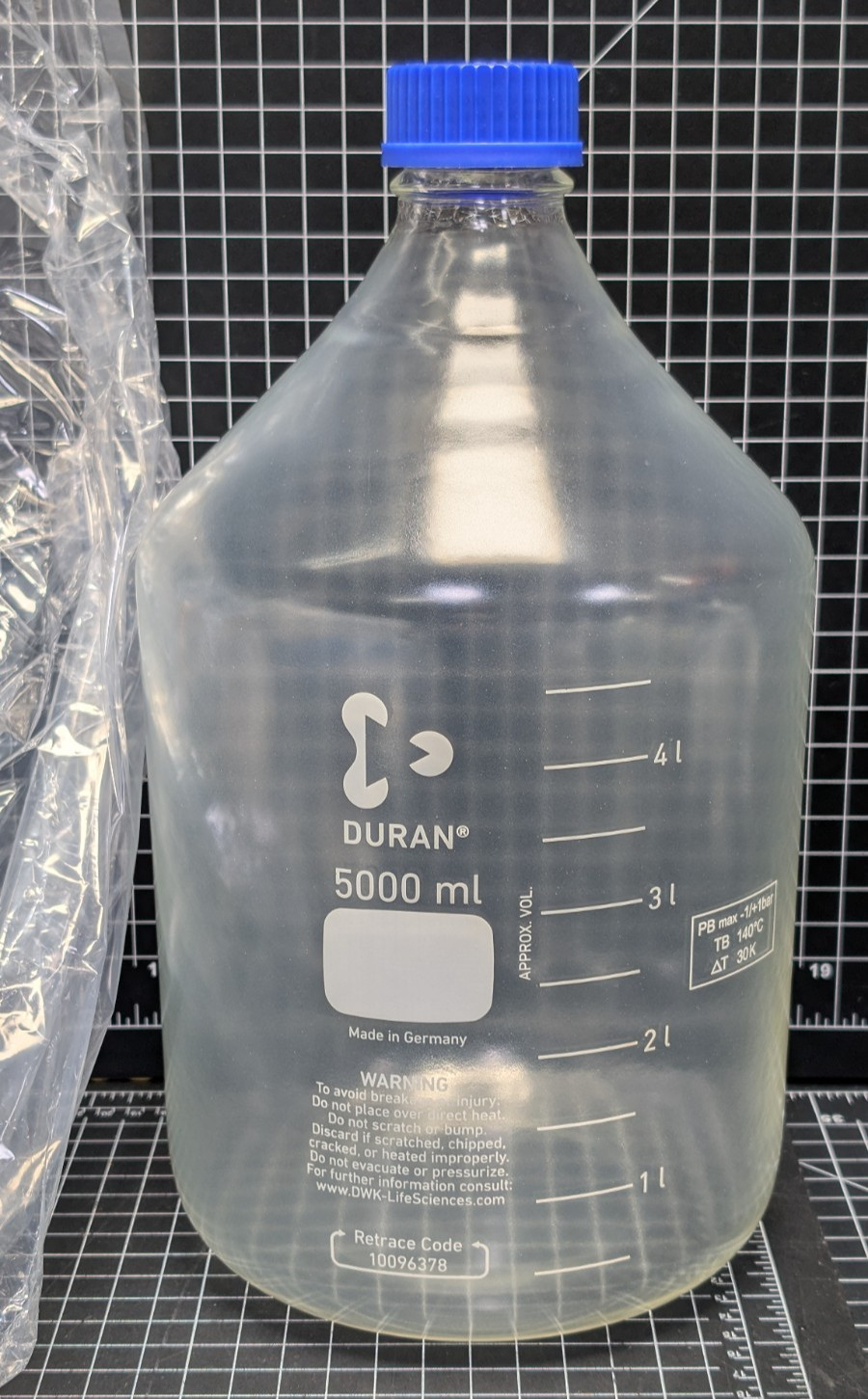 DURAN 5000ml Protect+ Media Storage Bottle Safety Coated Glass GL45 218057381