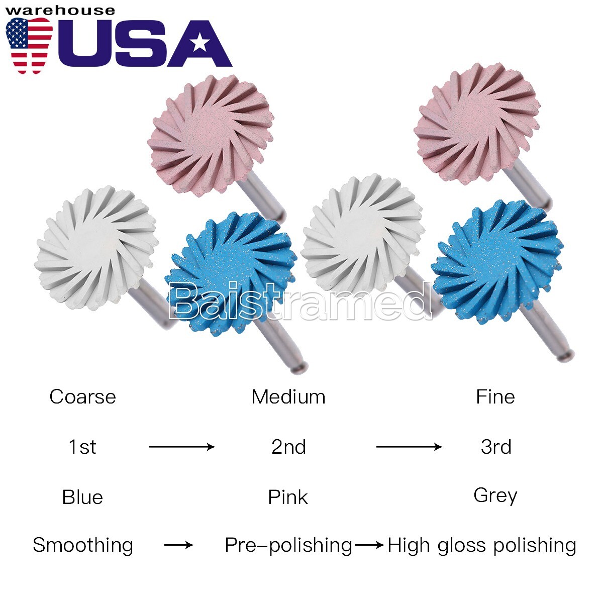 6Pcs Dental Composite Diamond System RA disc 14mm wheel polishing For Handpiece