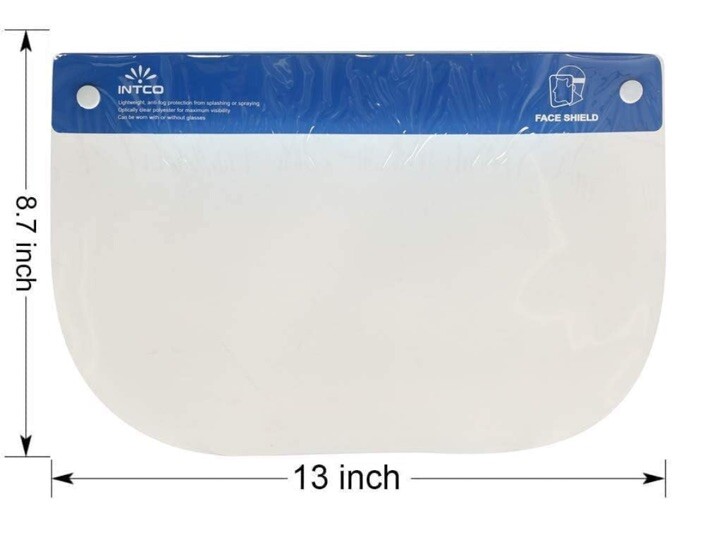 INTCO Disposable Plastic Face Shield 9 Inch Anti-Fog Optically Clear 10 Count