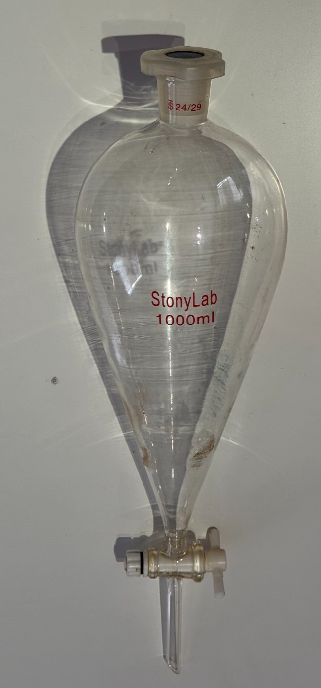 Stonylab Conical Separatory Funnel w/Plastic Stopper & PTFE Stopcock, 1000ml