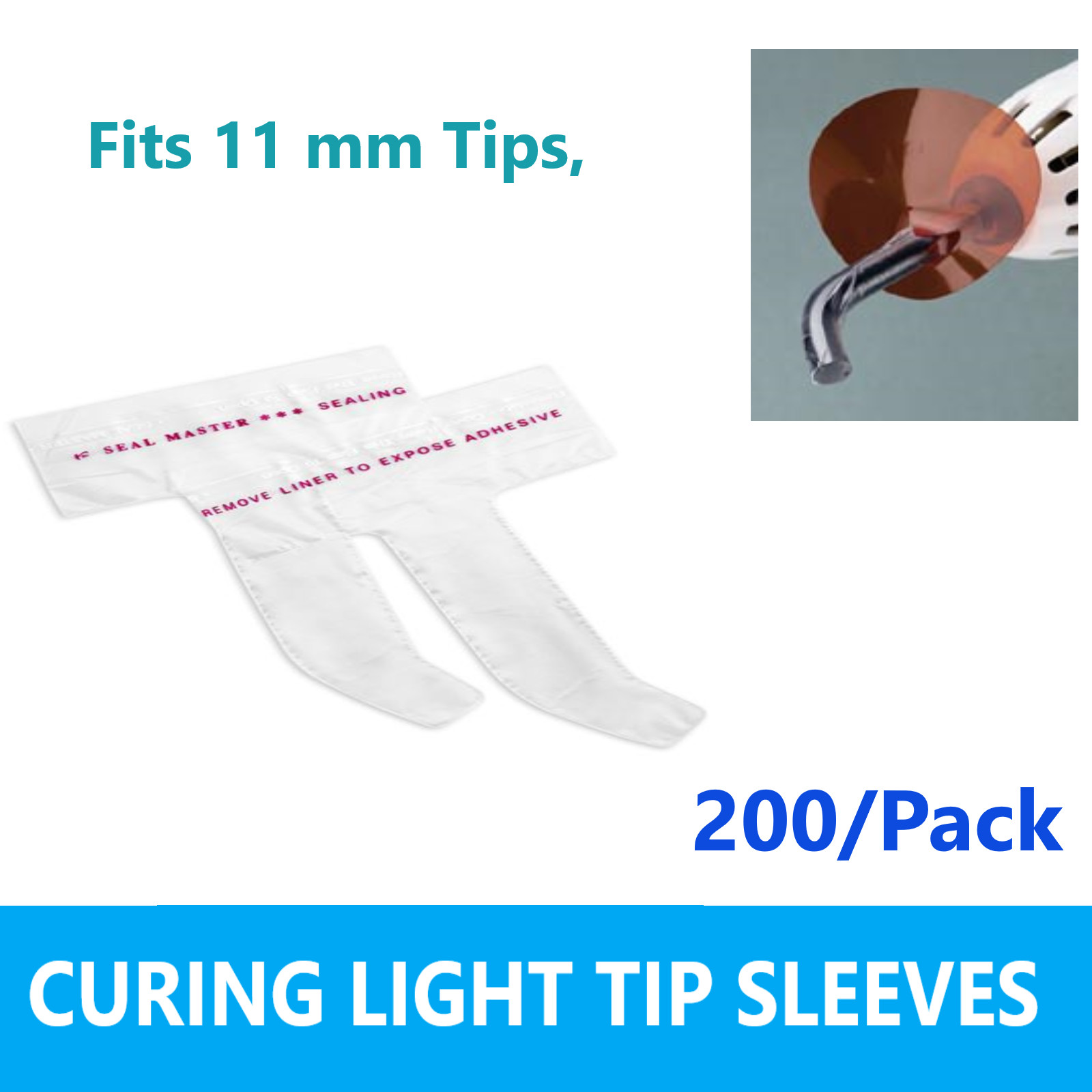 Dental CURING LIGHT TIP SLEEVES For 11mm, Stick Hold 200/Box Kerr #4511Type