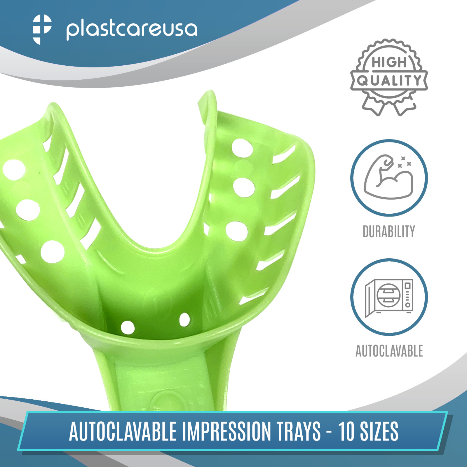 Autoclave Perforated Plastic Impression Trays (CHOOSE SIZES) – (Bag of 12 Trays)