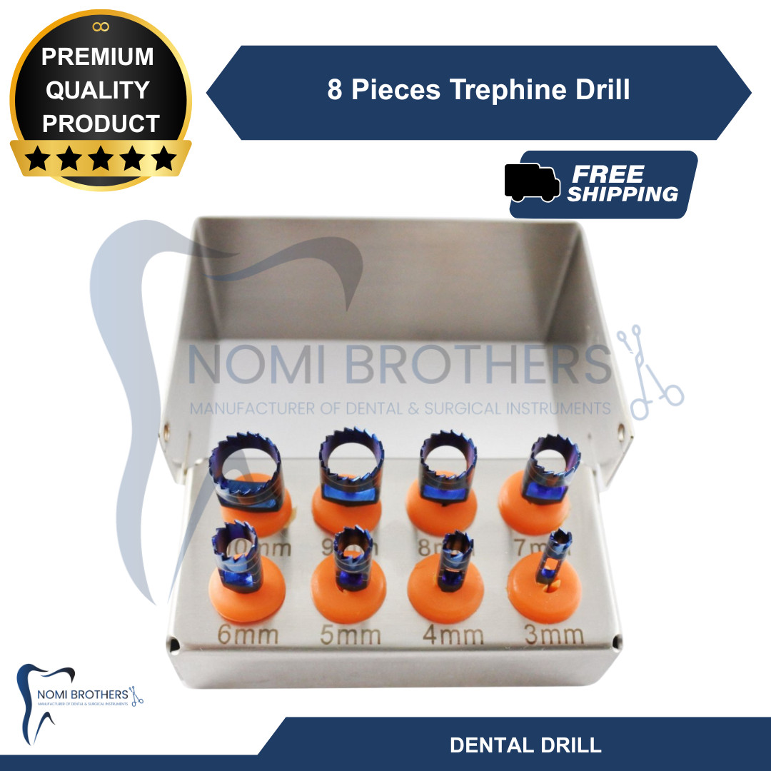 Dental Trephine Kit 8pcs Set Polished Surgical Surgery CE Dental Instruments