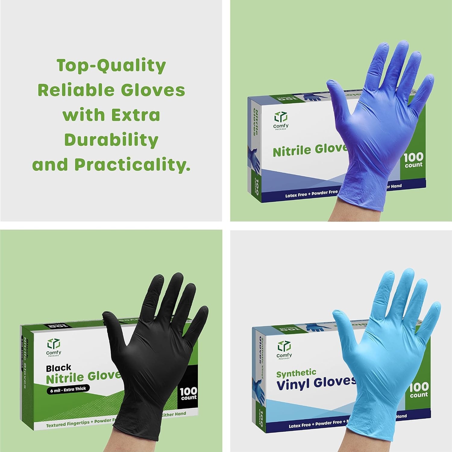 Disposable Vinyl Gloves Large 100Pack Clear Latex-Free Powder-Free