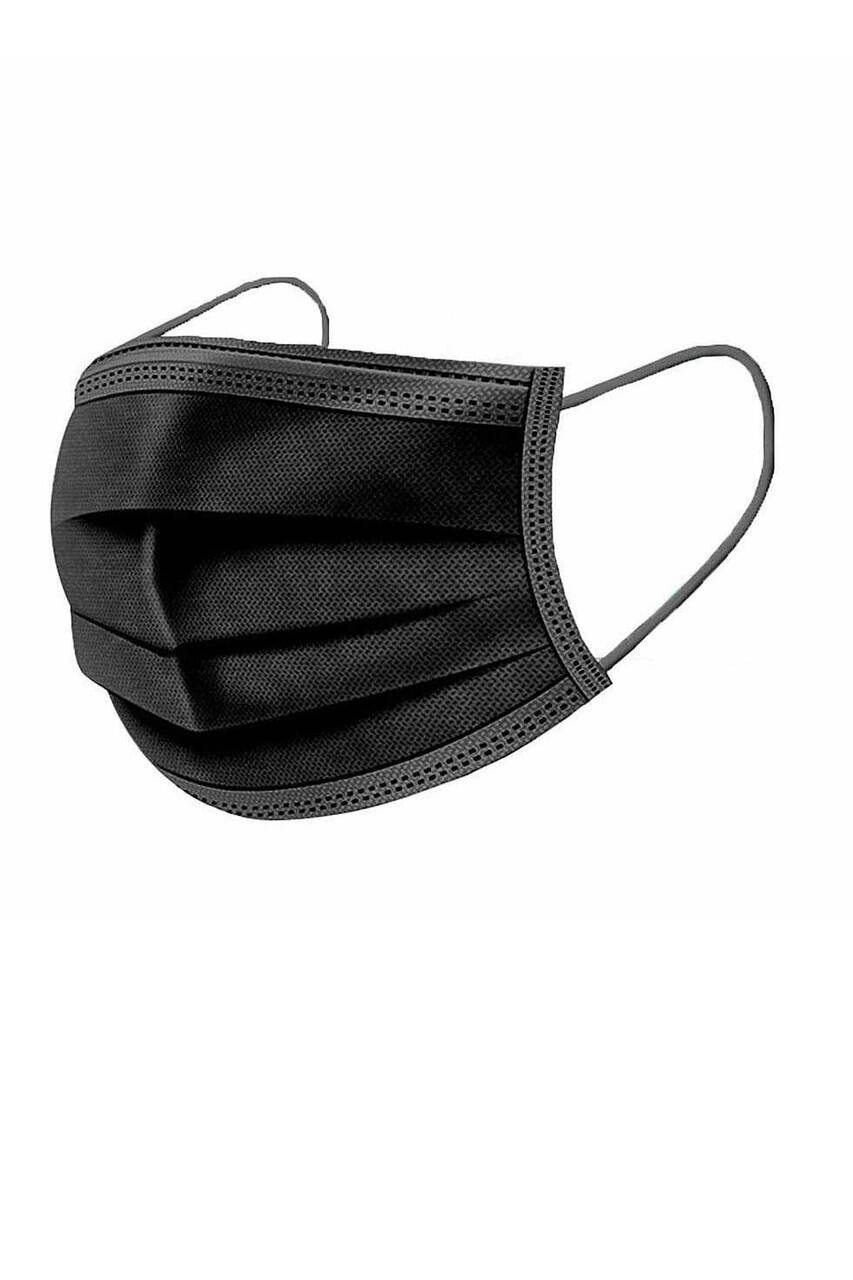 50 PCS Black Colored Disposable Protective 3 Ply Face Mask Covering Non Medical