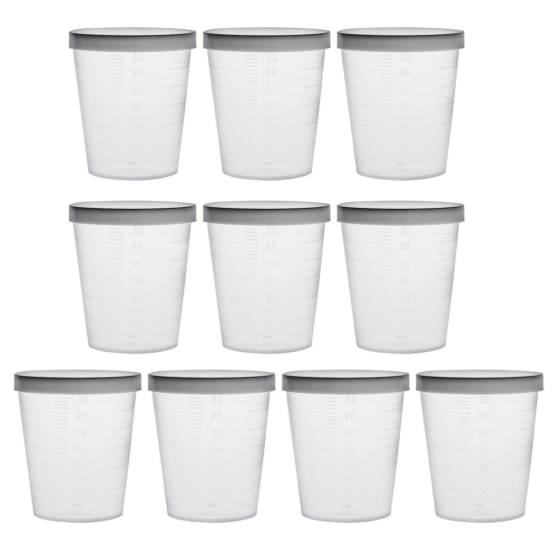 10pcs Kitchen Laboratory 30mL Plastic Graduated Measuring Cup w Cap