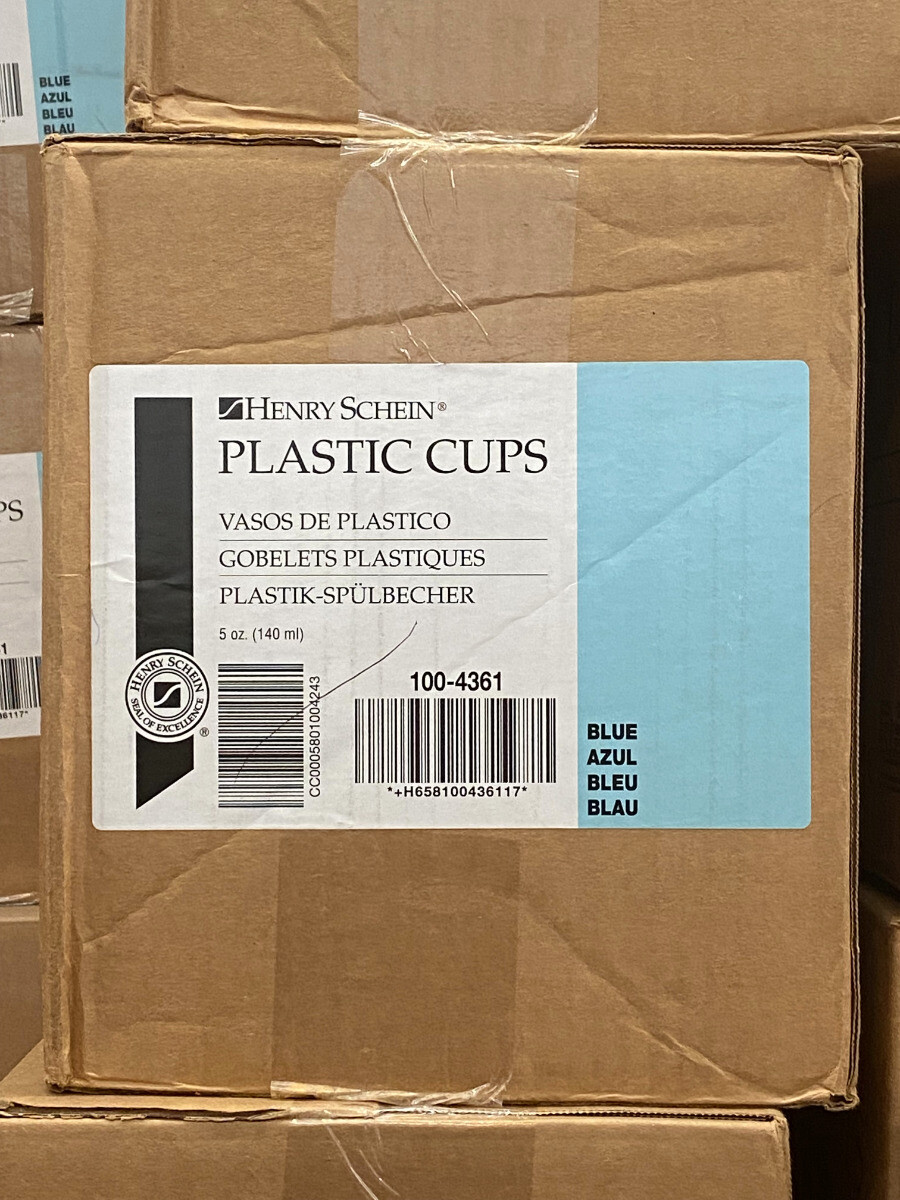 2 Case/2000 Henry Schein 100-4361 Plastic Drinking Cups 5oz 140ml Blue