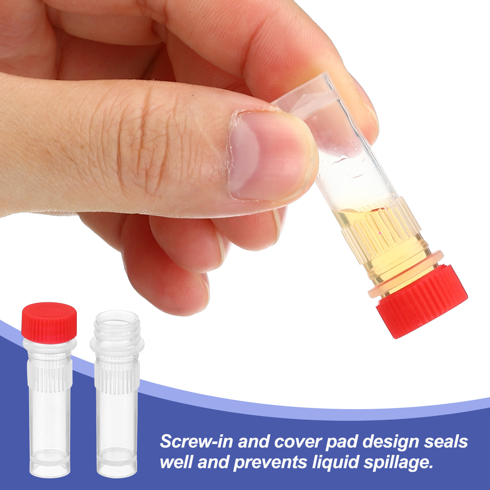 25Pcs 1ml Plastic Cryogenic Vial Self Standing Cryogenic Test Tube Red Cap