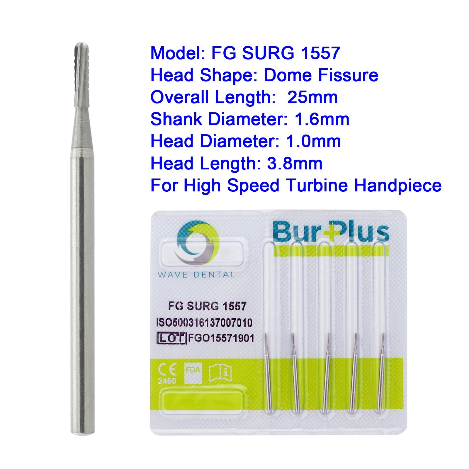 Wave Dental FGOS Surgical Burs Carbide Dome Fissure FG SURG 1557 1558 Long Burr