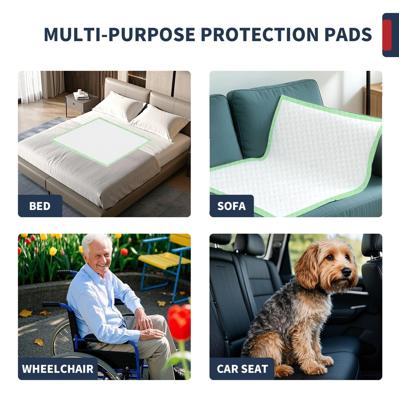 Biggmed Extra Large Bed Pads Adhesive Strips 40 X 36 Disposable Underpads For