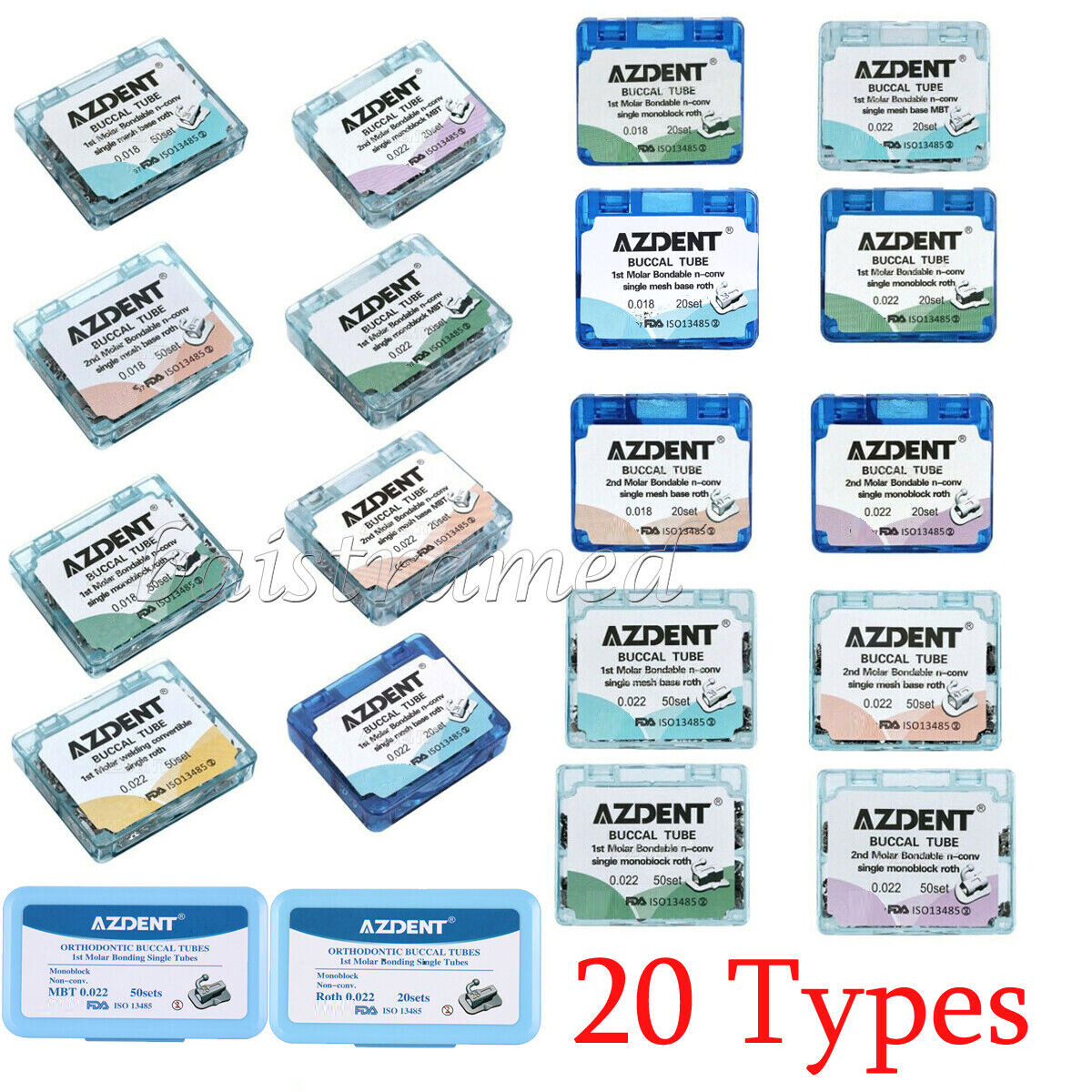 22 Types AZDENT Dental Buccal Tubes 1st/2nd Molar Roth/ MBT 022/018 Monoblock