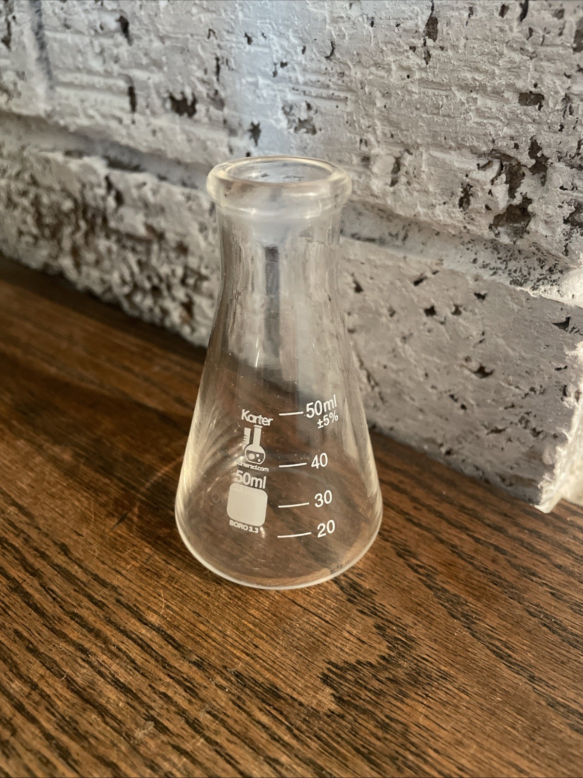 Karter Glass 50ml Conical Erlenmeyer Narrow Mouth Scientific Lab Glassware