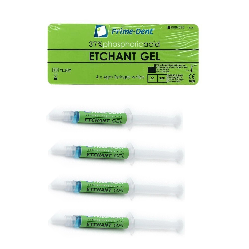 Prime Etchant Gel Kit – 4 x 4 gram syringes and 20 dispensing tips BLUE