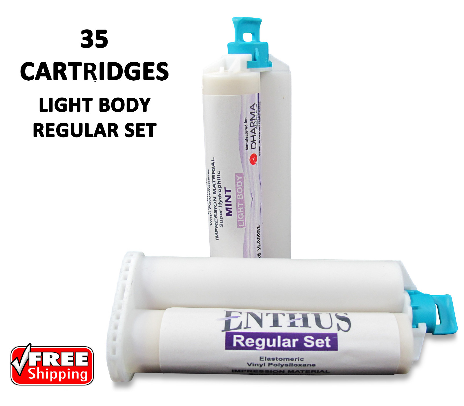 Enthus LIGHT BODY VPS Impression Material REGULAR Set 35 X 50ML Cartridges PVS