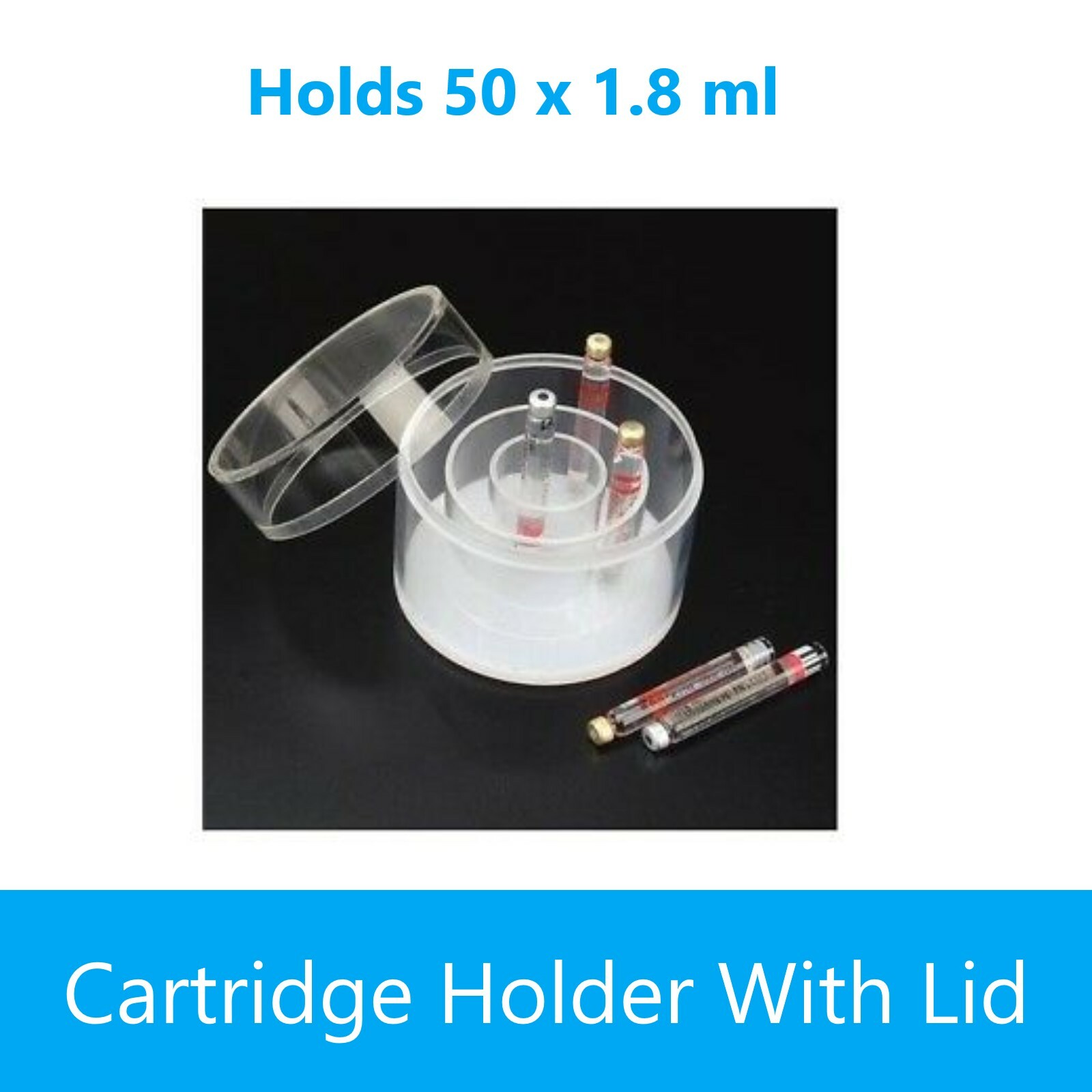 Dental Medical ANESTHETIC CARTRIDGE HOLDER with LID Holds 50 x 1.8 ml Cartrigde
