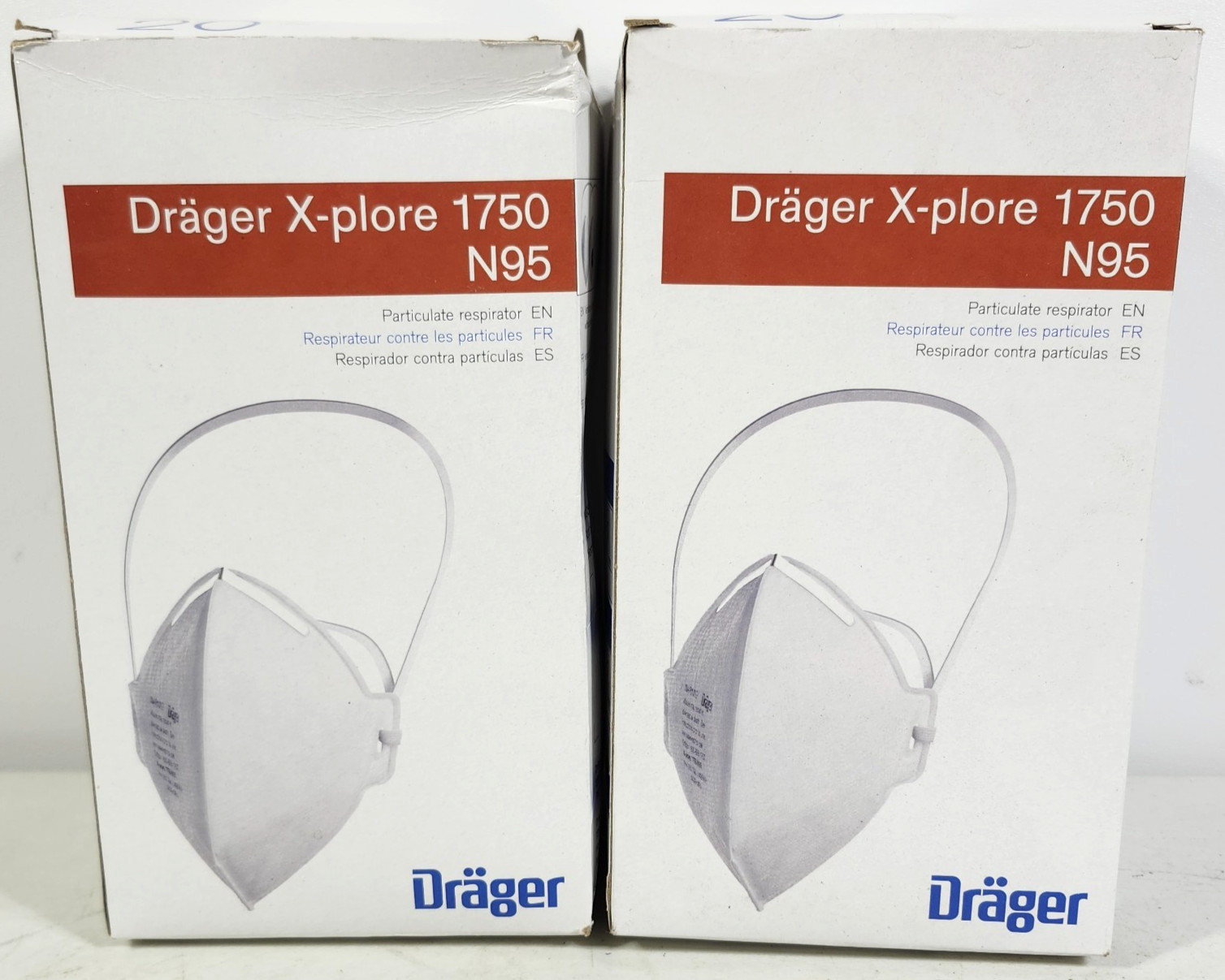40 Masks Drager X-plore 1750 N95-40ct 2 Boxes 20 Each Brand New In Box 01/2025