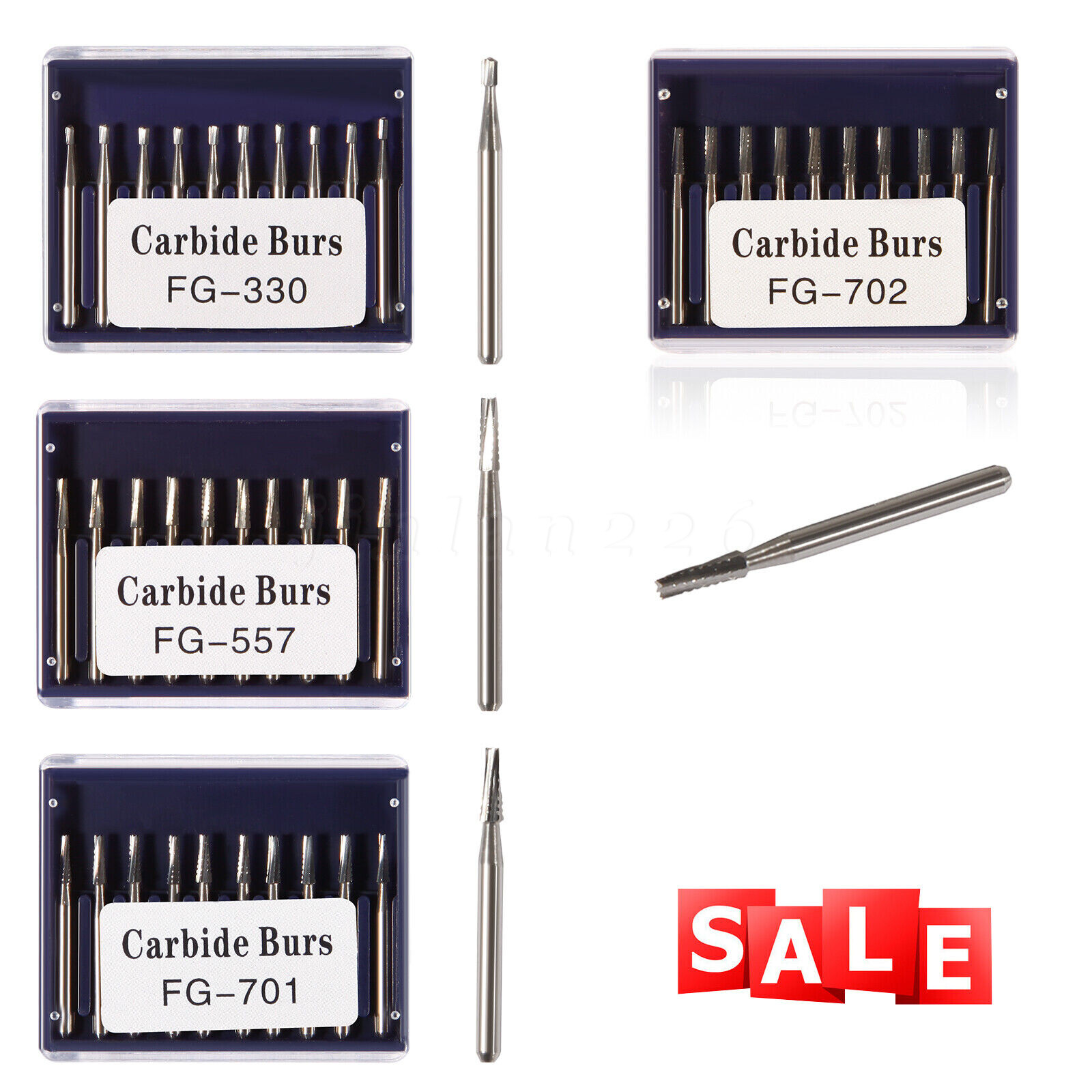 10pc Dental Operative Carbide Burs FG1/2/3/4/5 Round for High Speed Handpiece