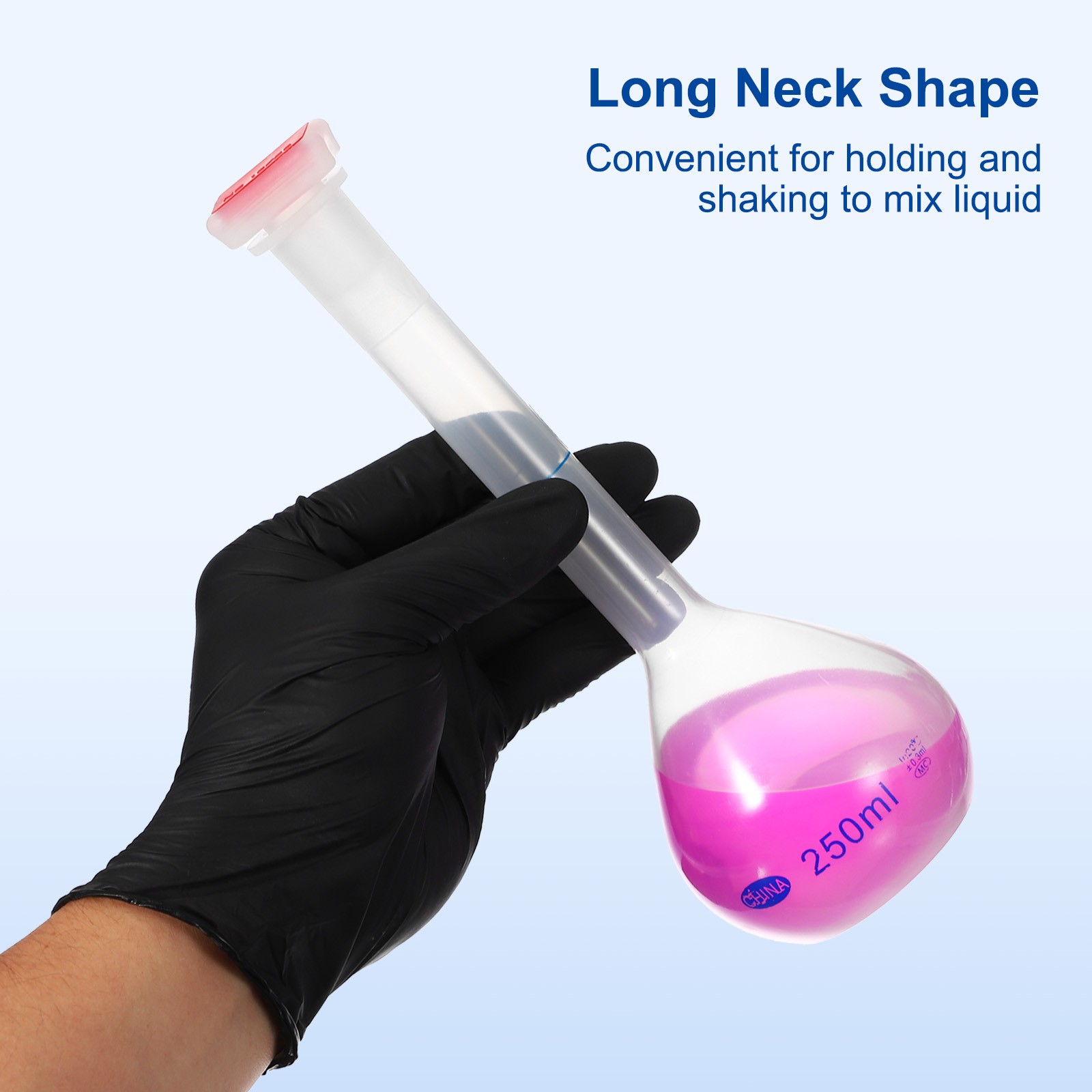 2Pcs 100ml Polypropylene Graduated Volumetric Flask with Red Cap Tolerance 0.3ml