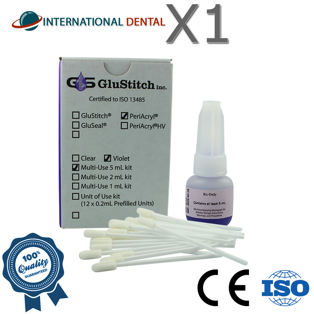 Glustitch Periacryl Violet Oral Tissue Adhesive 5ml Dental Regular Viscosity