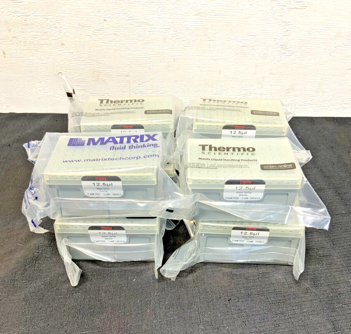 NEW Lot of 8 Racks Thermo Scientific Matrix 7635 12.5 uL Tall Tip Pipette Tips