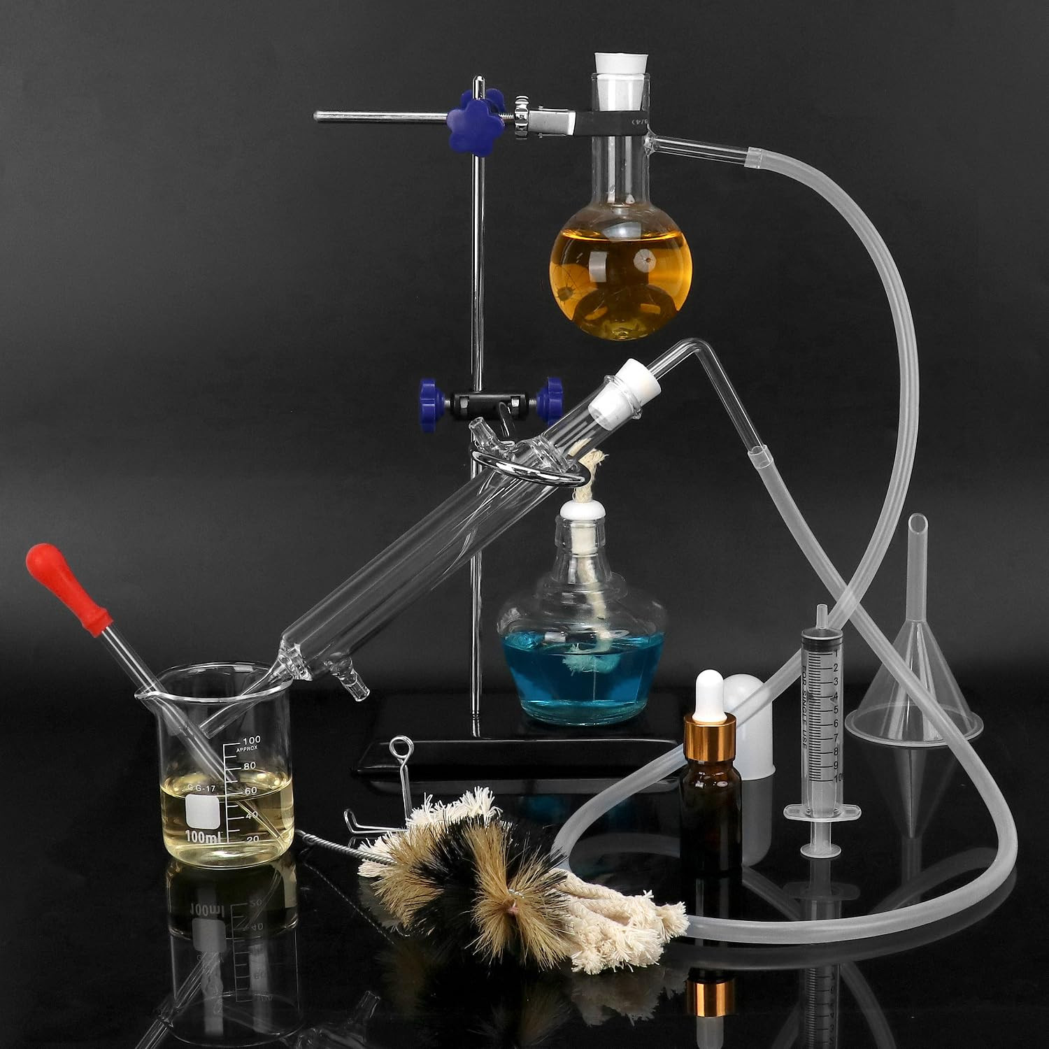 12 Pcs 100 ML Home Distillation Apparatus Set Chemistry Glass Lab Equipment Kit