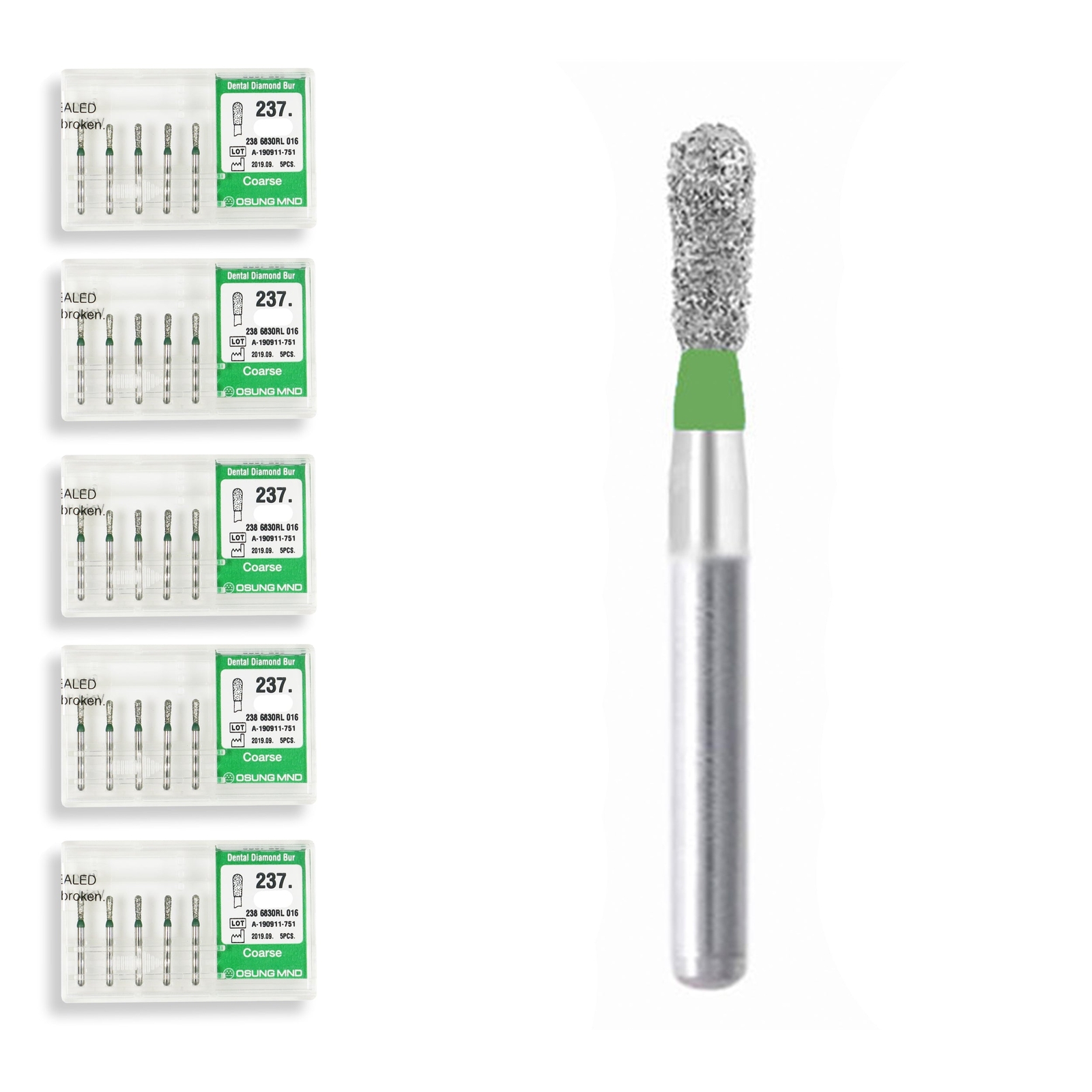 Pear 1.6 mm Dia. Coarse Grit Diamond Dental Bur 25 Pcs. 237.16C2