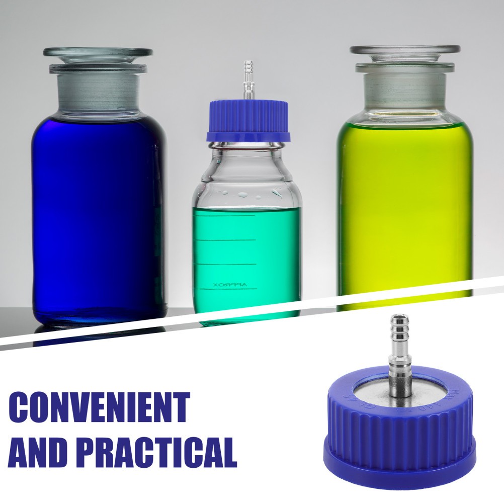 2Pcs Autoclavable Gl45 Sampling Caps for Lab Bottles Metal Plastic Blue