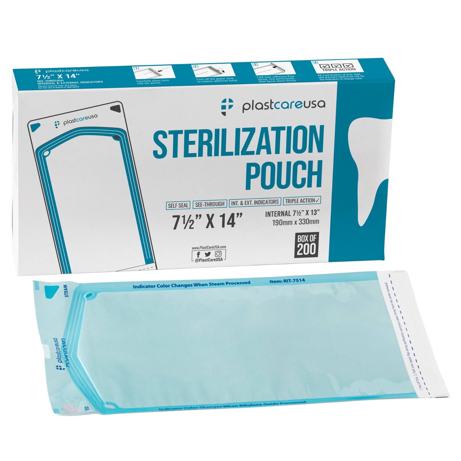 7.5″ x 13″ Self-Sealing Sterilization Pouches for Autoclave (Choose Quantity)