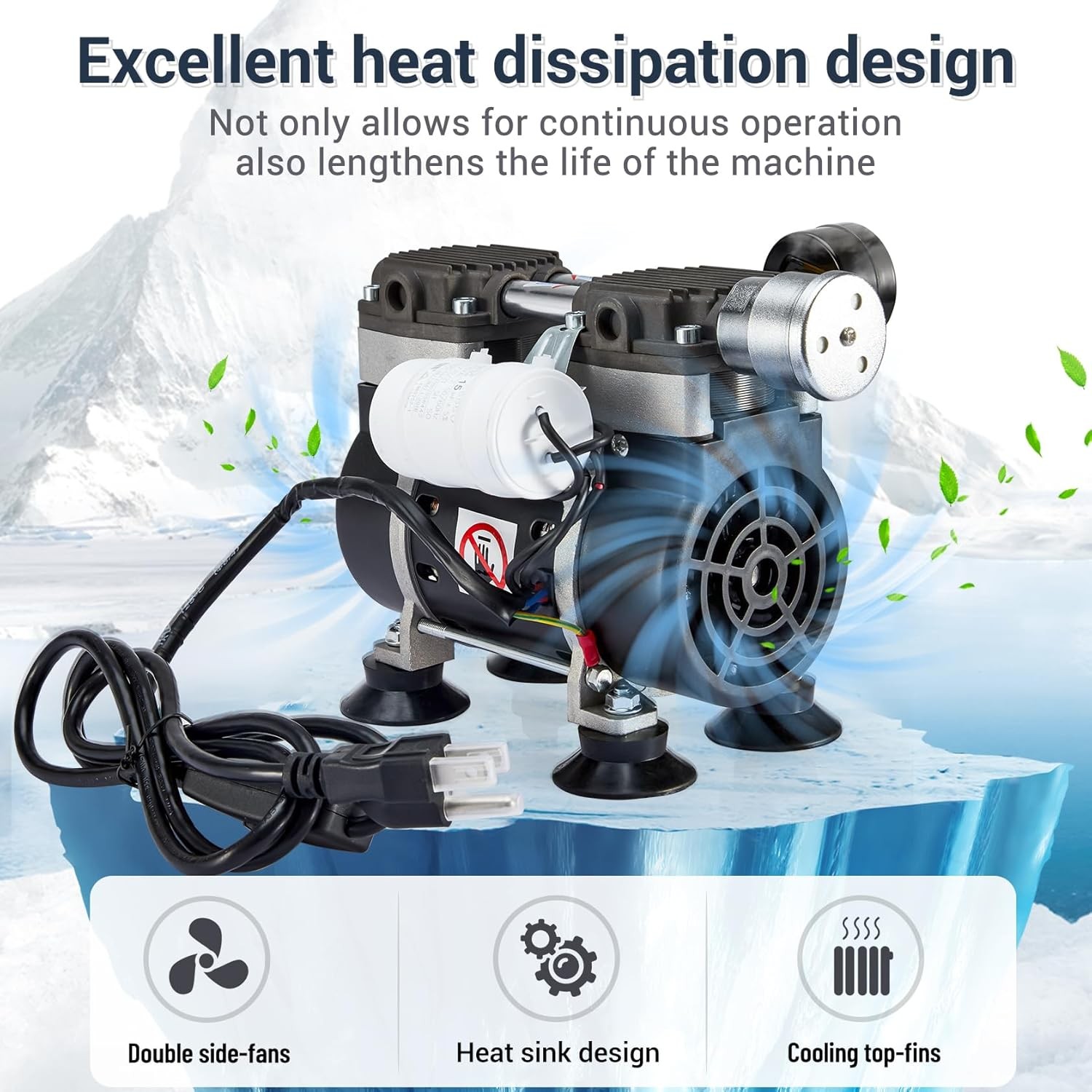 180W 50L/Min Lab Vacuum Pump 1000mL Lab Vacuum Filtration 250ml Filtering Funnel