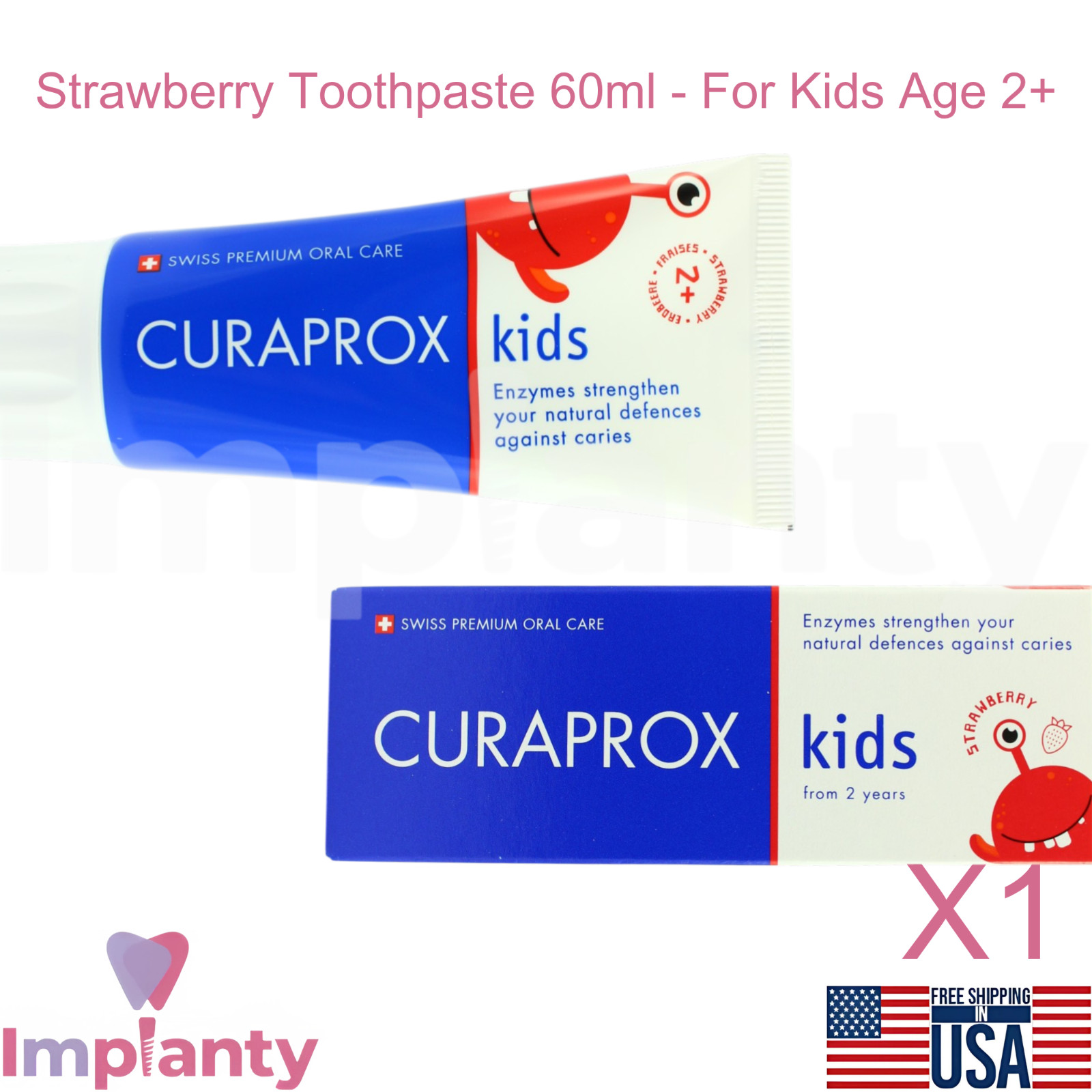 Curaprox Kids Strawberry Dental Toothpaste 60ml Age 2+ Gentle Daily Hygiene
