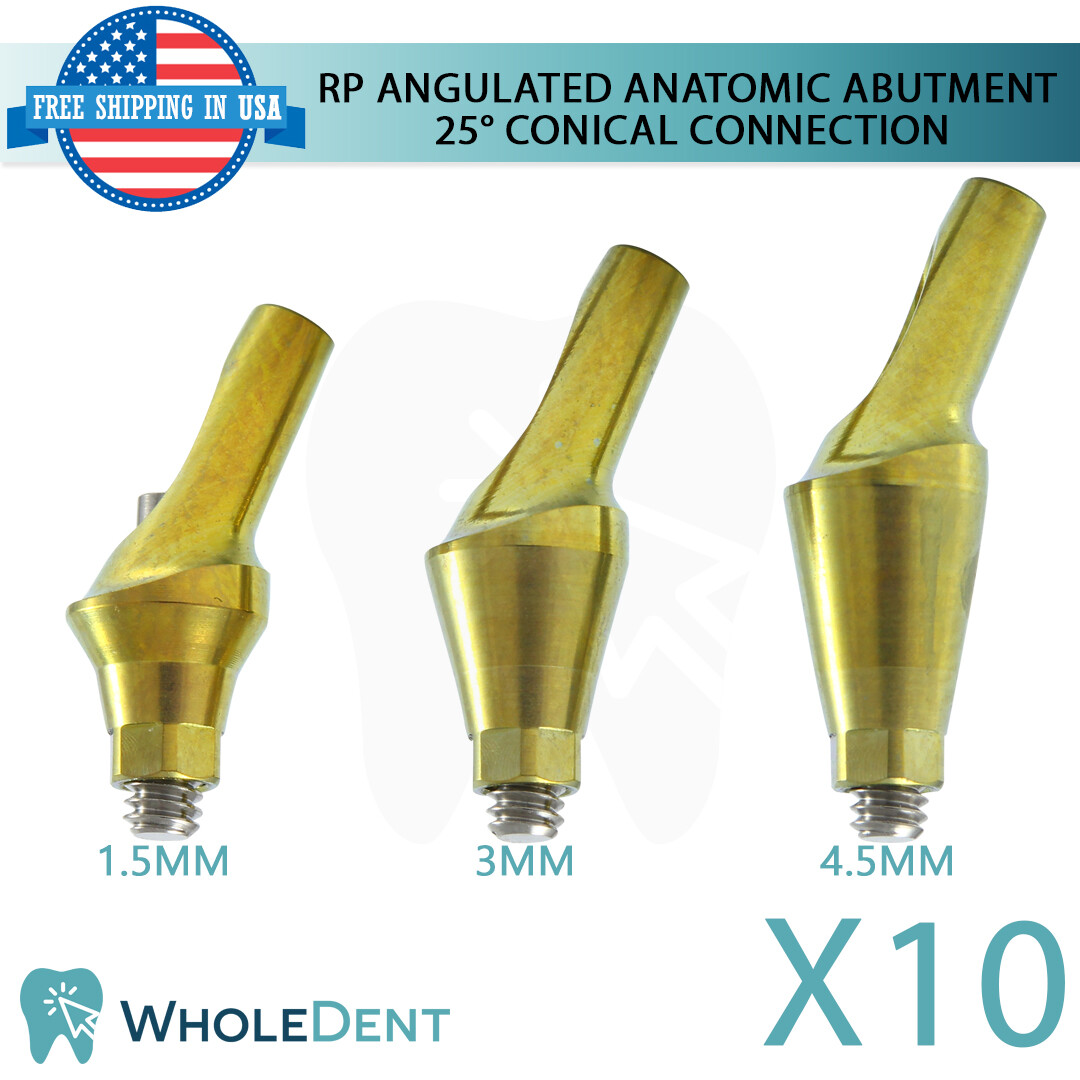 10x RP Conical Connection Angulated Anatomic Abutment 25° Dental Implant