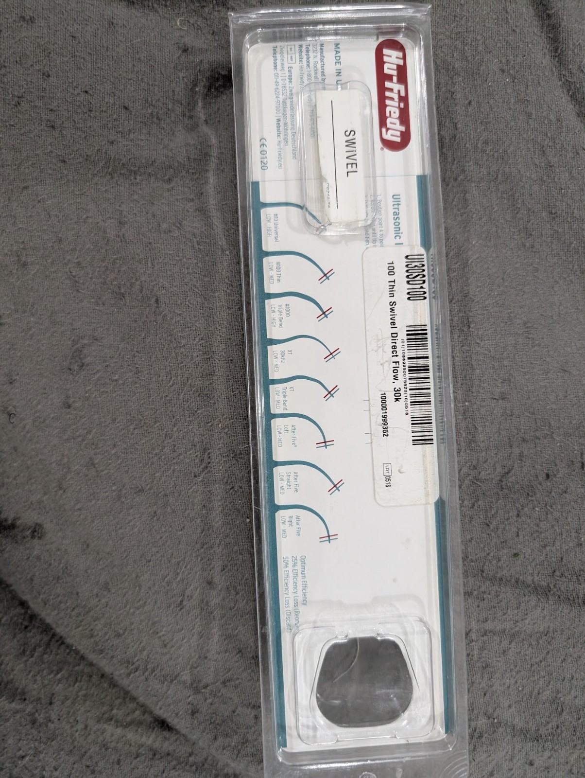 NEW Hu-Friedy UI30SD100 Triple Bend Swivel Direct Flow Ultrasonic Insert – 30kH
