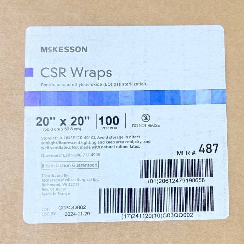 McKesson CSR Wraps 20×20 Sterilization Wrap 100 Count Box MFR 487 New