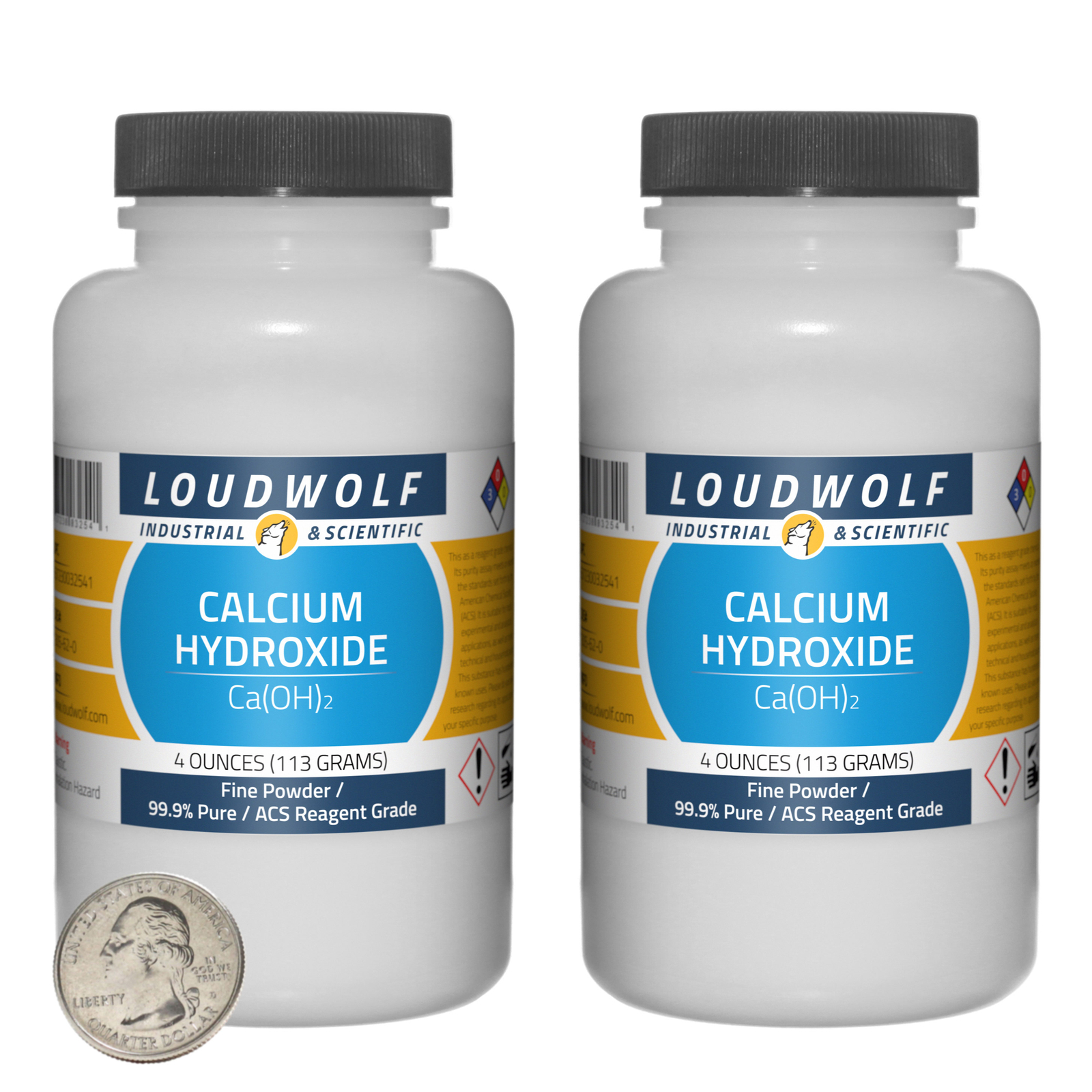 Calcium Hydroxide / 8 Oz / 2 Bottles / 99.9% ACS Reagent Grade / Fine Powder