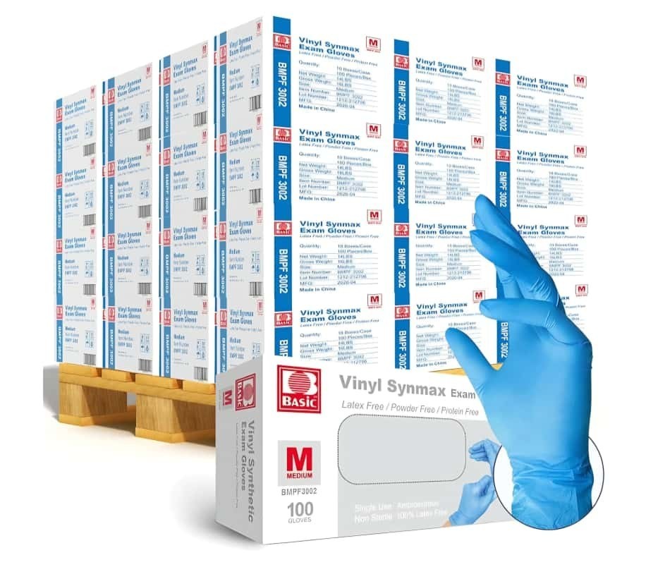 Basic Medium Blue Vinyl Gloves per case