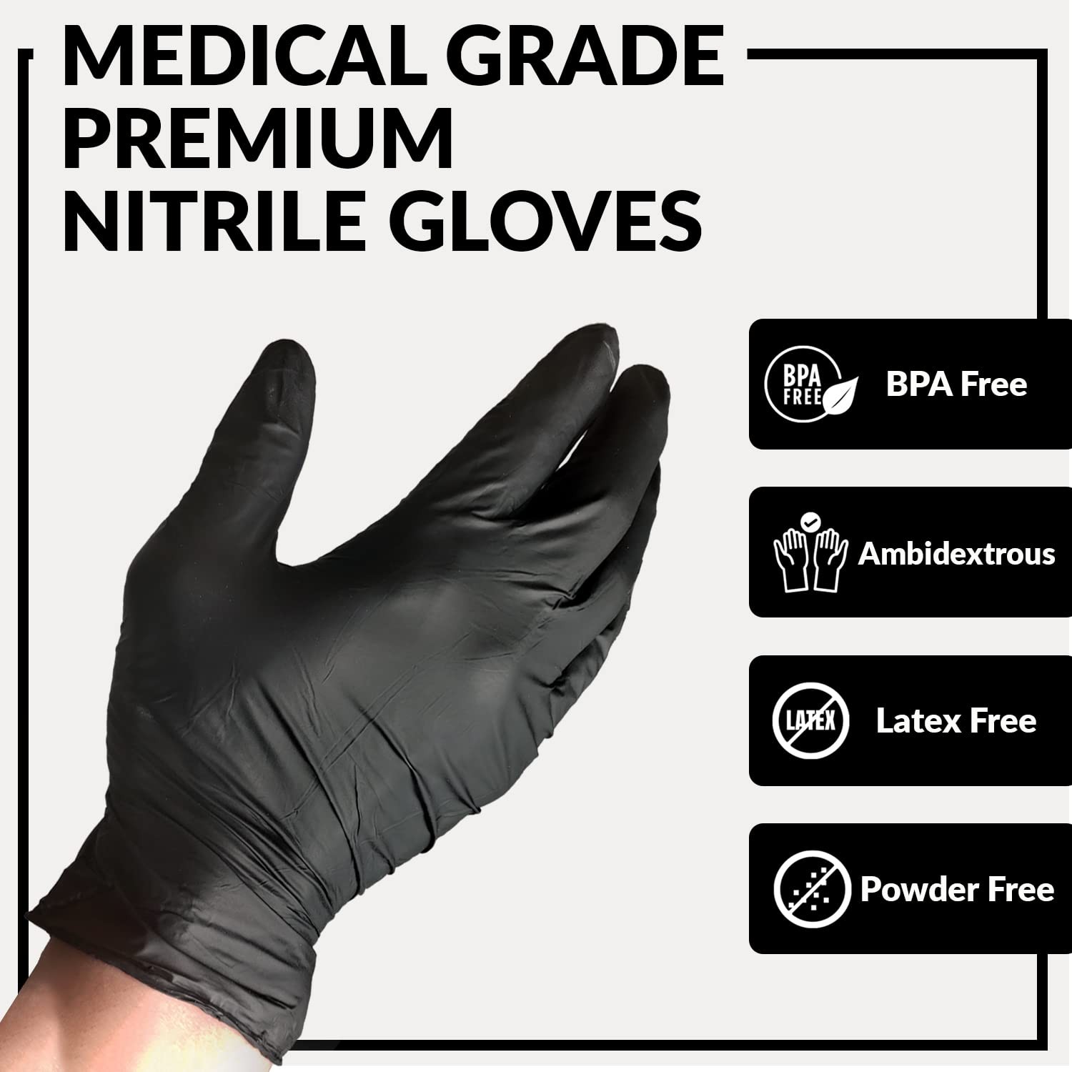 Klex Nitrile Exam Gloves – Medical Grade, Powder Free, Latex X-Large, Black