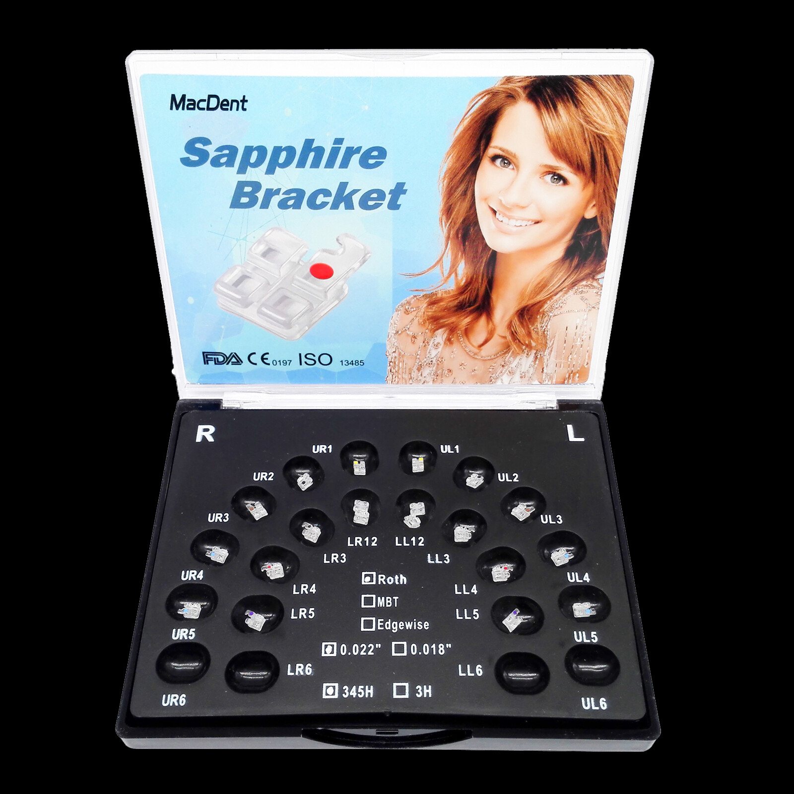 Orthodontic Self Ligating Brackets Ceramic Sapphire brace RothMBT 022”3/345Hook