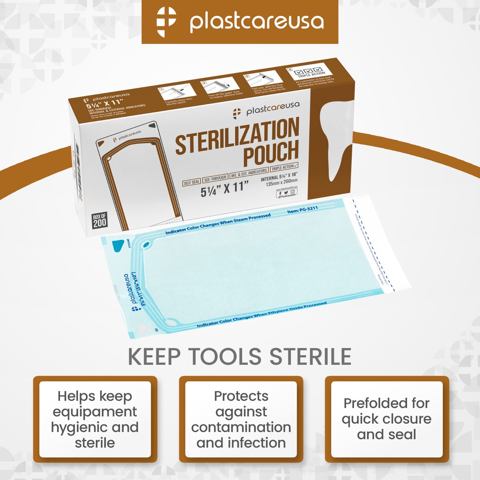 Self-Sealing Sterilization Pouch, 5.25″ x 10″,Paper/Blue Film (Case of 4000)