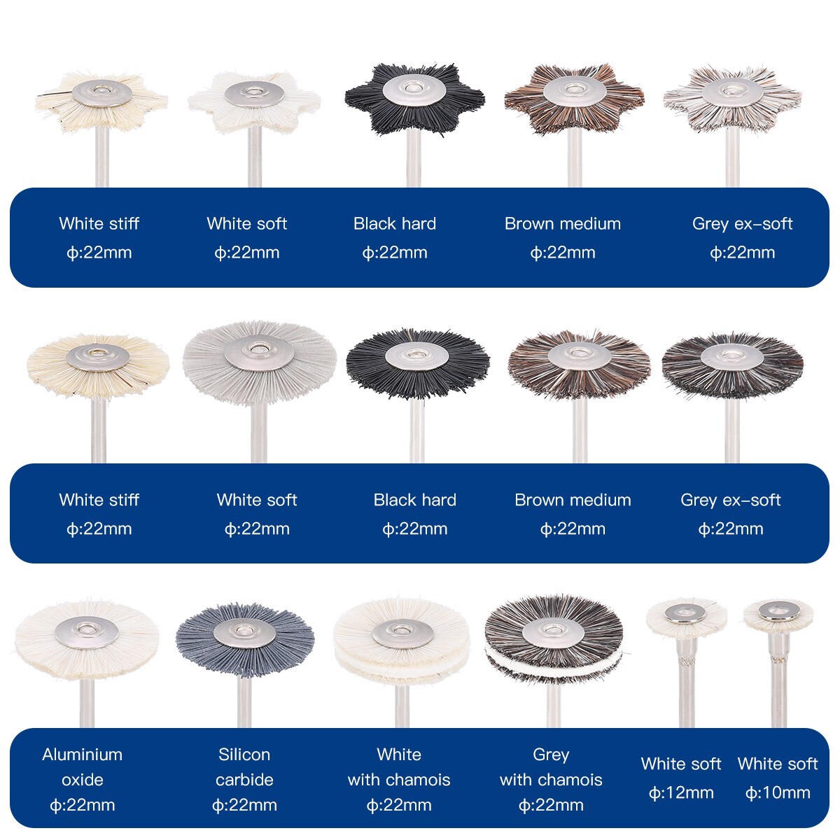 51pcs Dental Diamond Burs Discs Silicon Felt Wheel Polishing Brushs HP Polishers