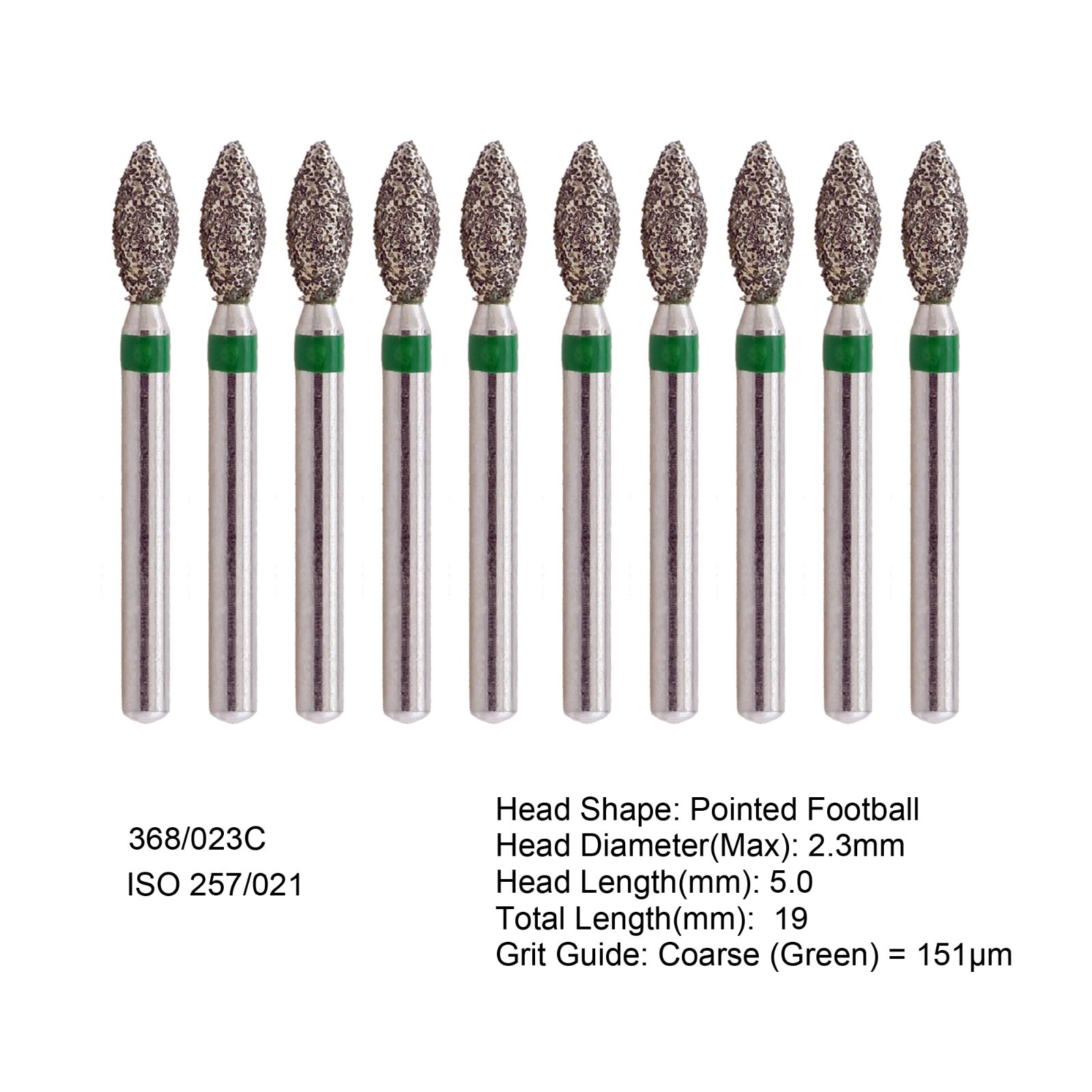 Dental Diamond Burs FG Round End Taper Pear Football Fine Coarse Grit 850 856
