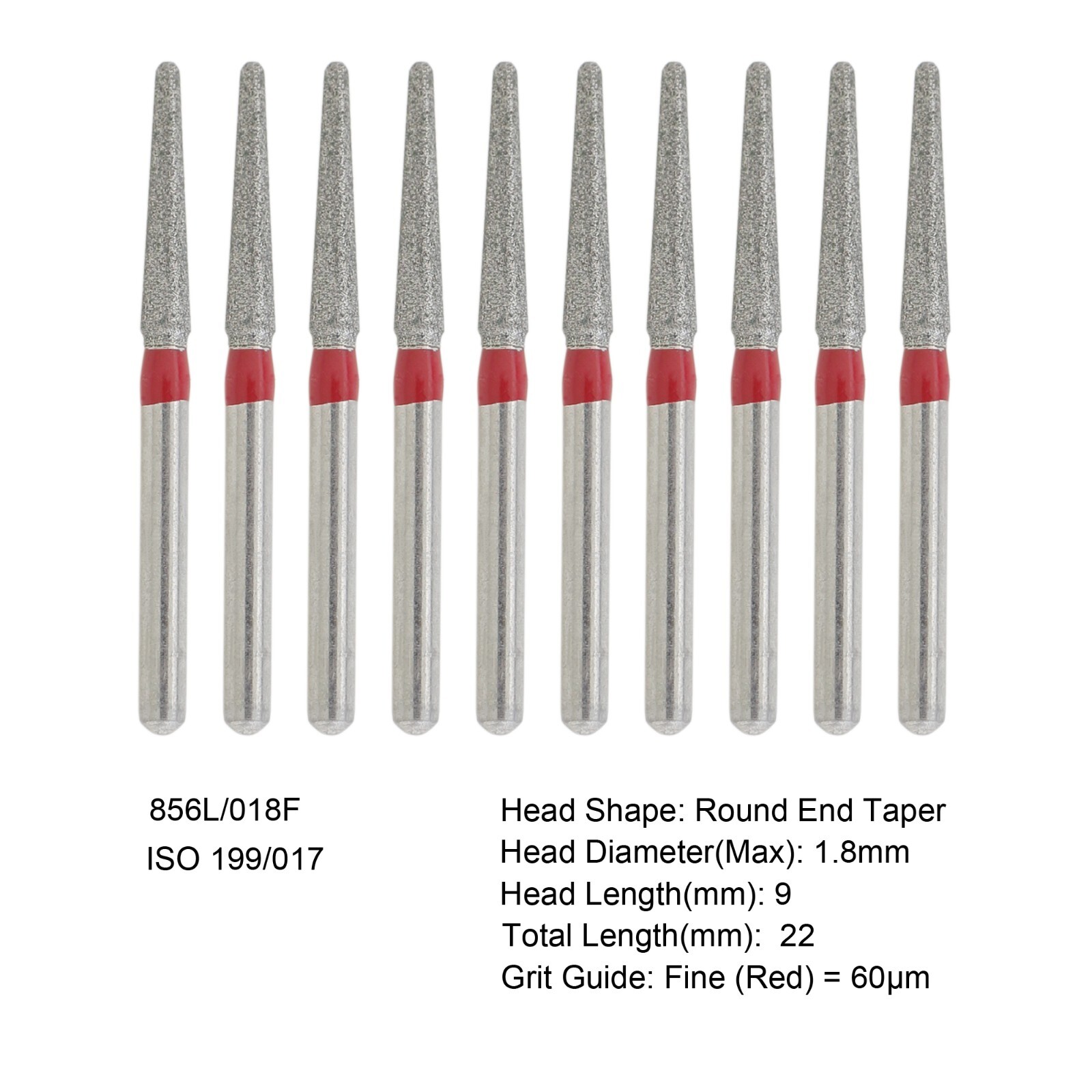 Dental Diamond Burs FG Round End Taper Pear Football Fine Coarse Grit 850 856