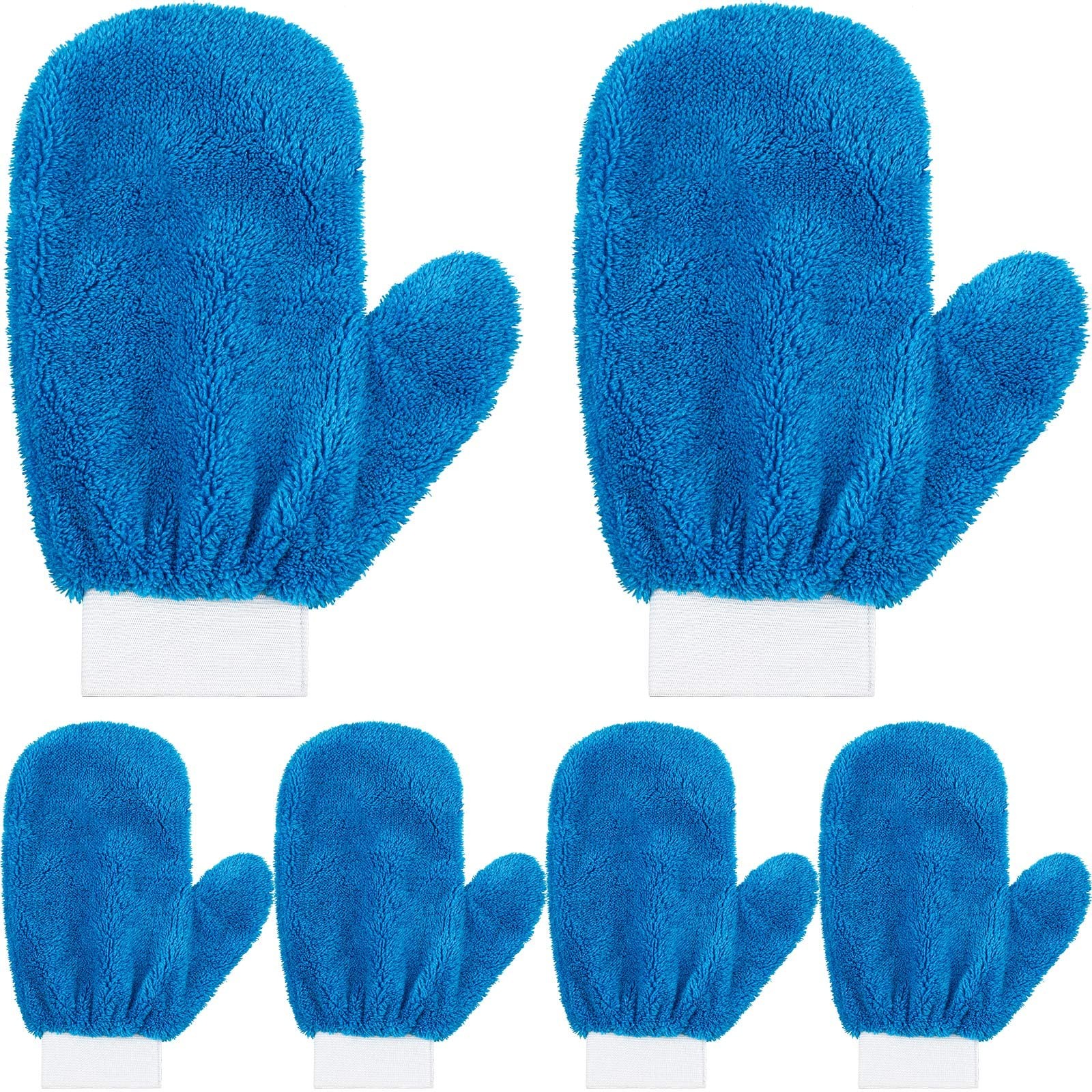 6 Pcs Microfiber Mitt with Thumb for Cars Paint Mitt Wash Gloves Terry Weave …