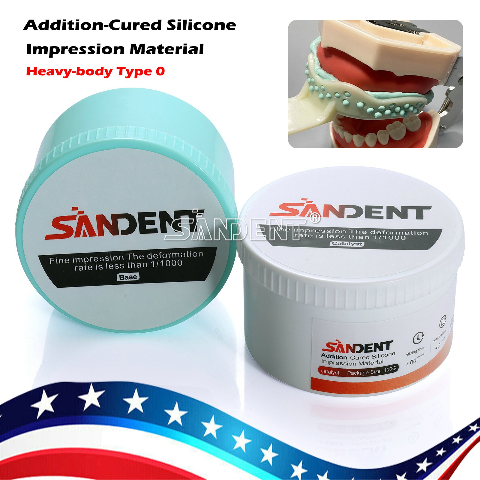 2Pcs 400g Dental Impression Material silicone Putty Fast Set Soft Catalyst Base