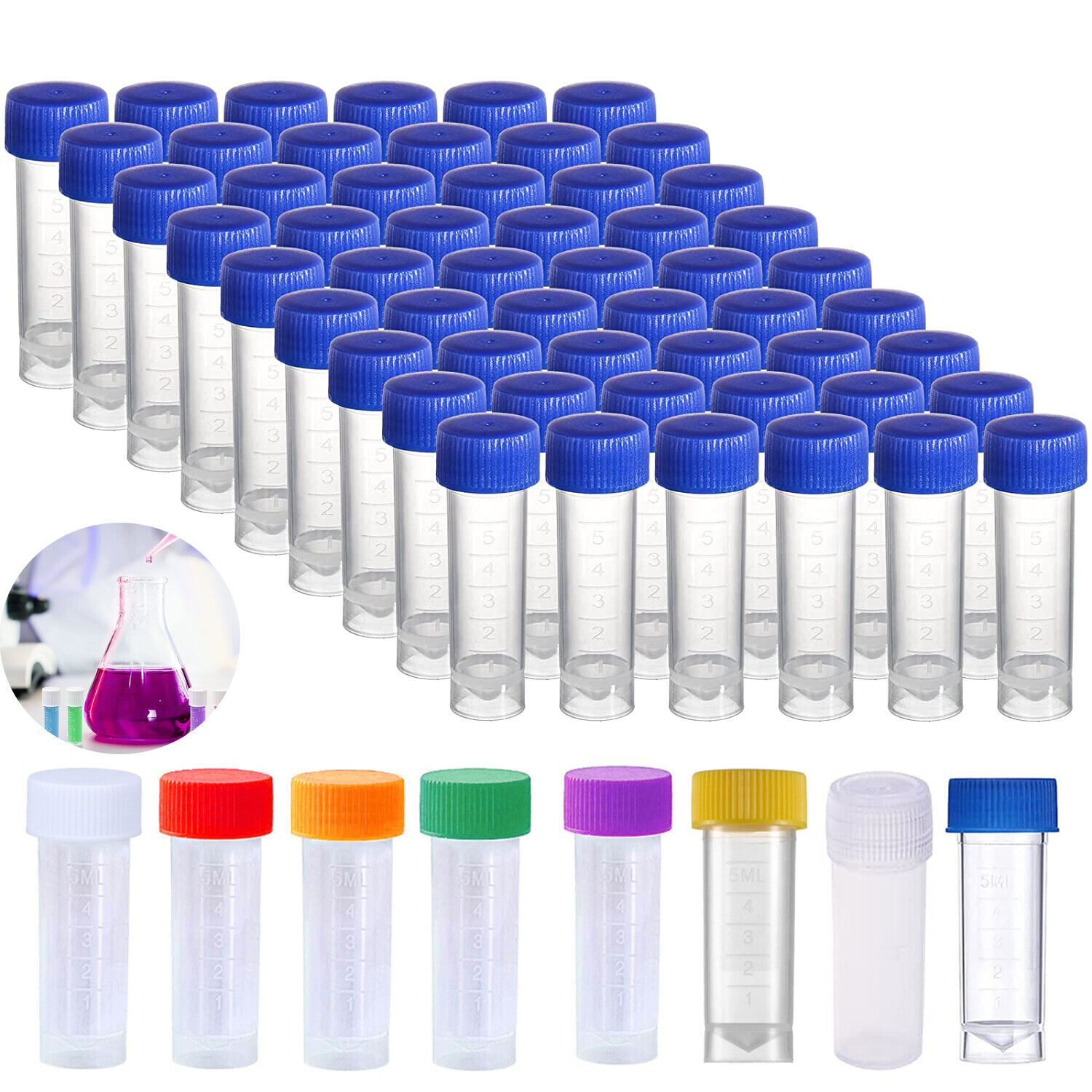5ml Graduated Plastic Cryovial Test Tube with Screw Cap for Cold Storage