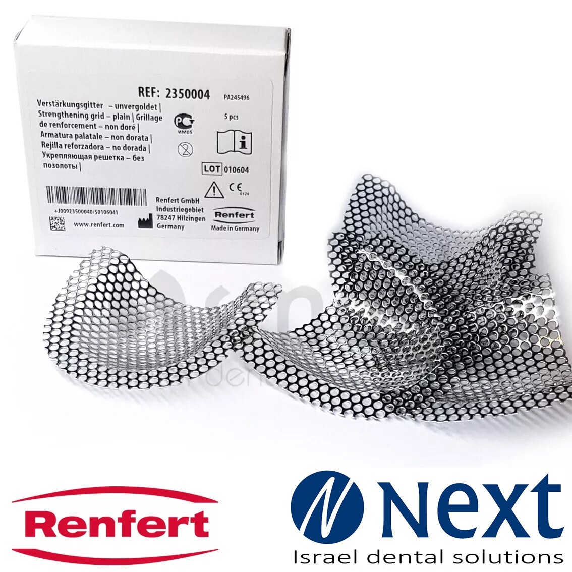 Renfert Dental Lab Strengthening grid Dentures Mesh Silver ref 2350004 5 pcs